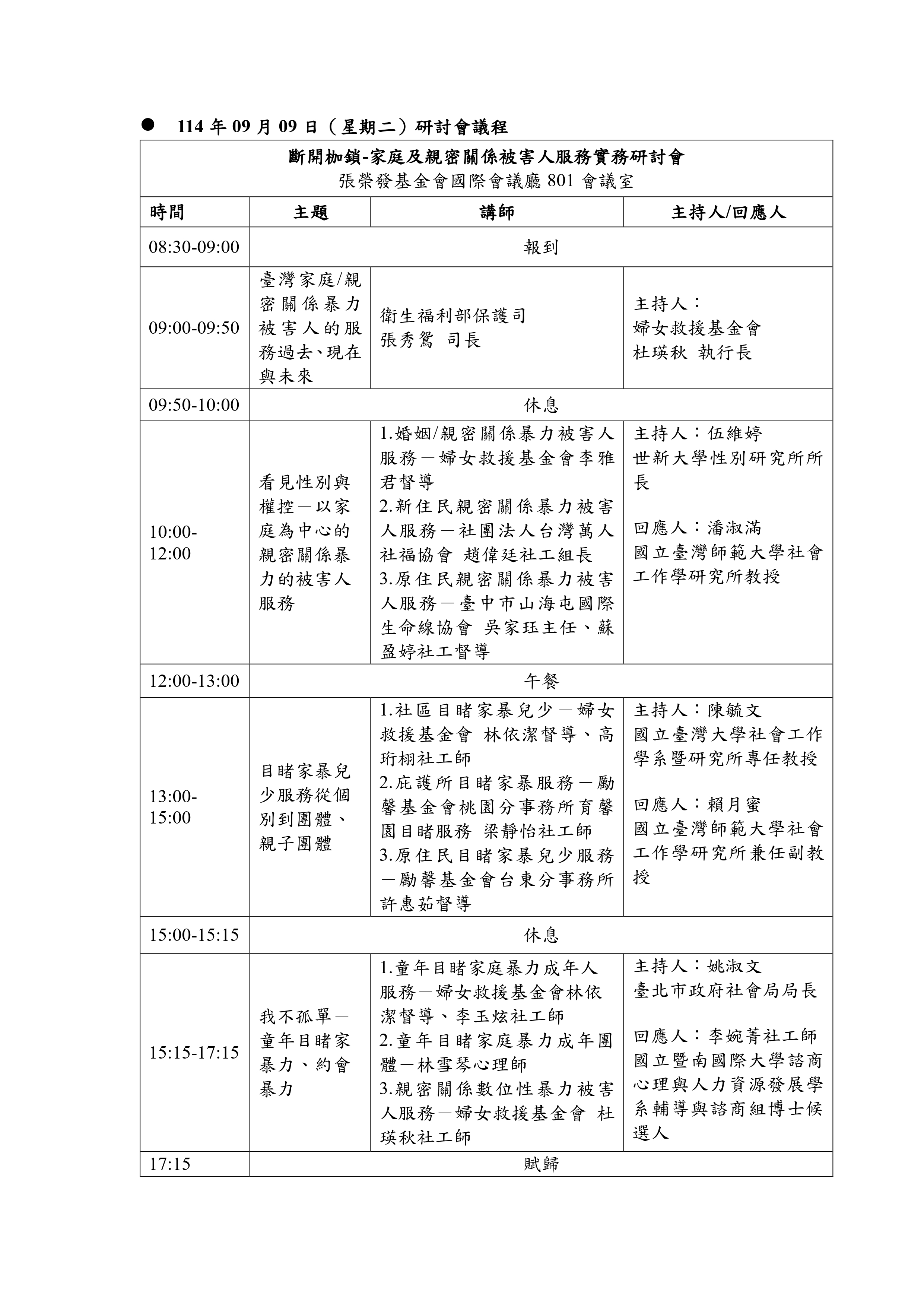 婦女救援基金會「斷開枷鎖－家庭及親密關係被害人服務實務研討會」，現在開放報名囉！